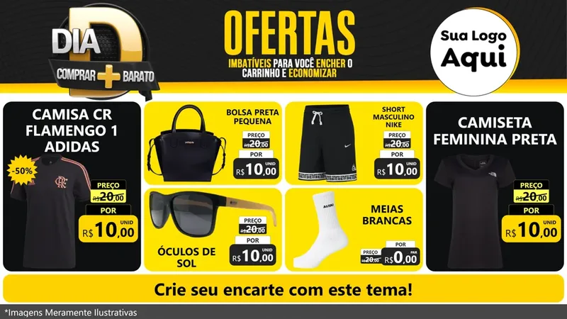 Modelo de TV para TV Horizontal com o tema Dia D Mais Economia para Roupas e acessórios