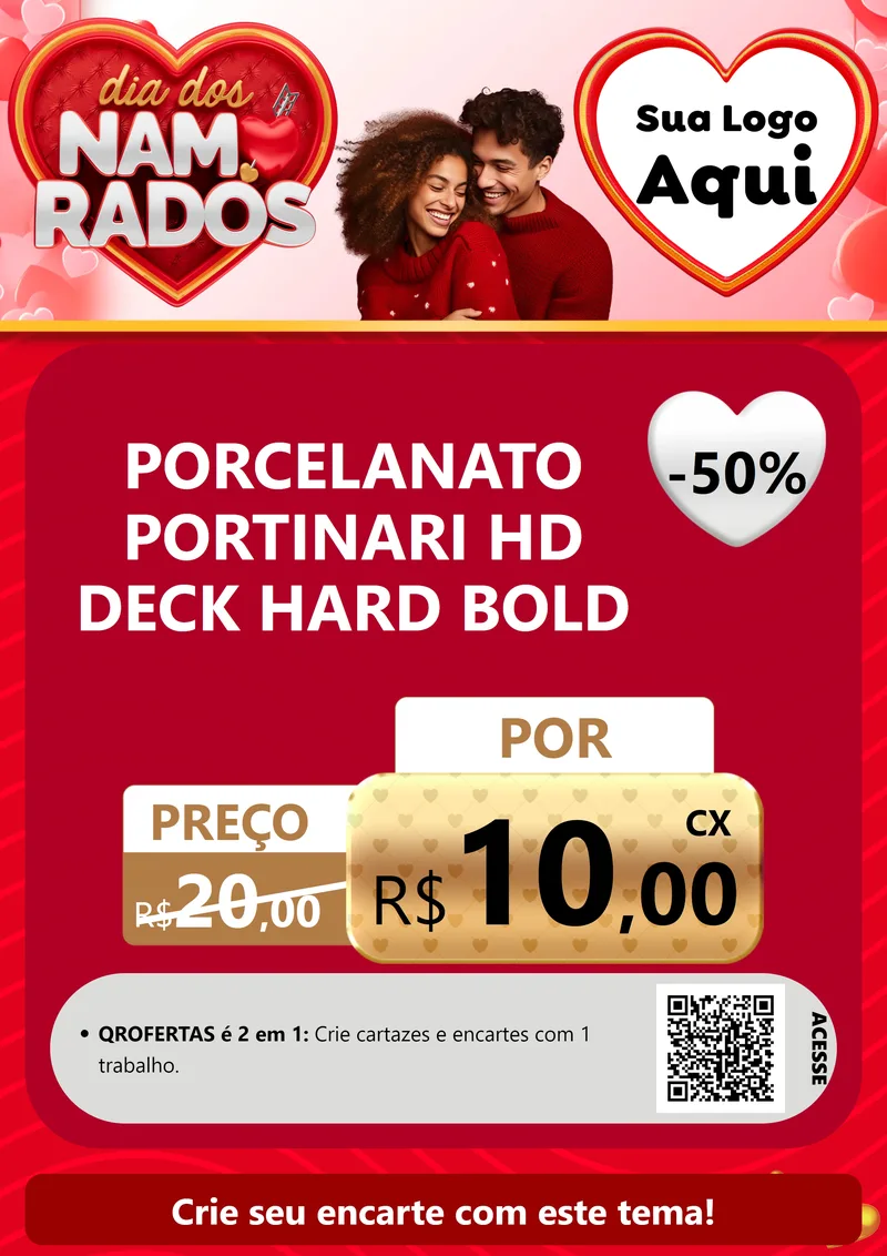 Modelo de Cartaz para Cartaz A4 Vertical com o tema Dia dos Namorados para Pisos e revestimentos