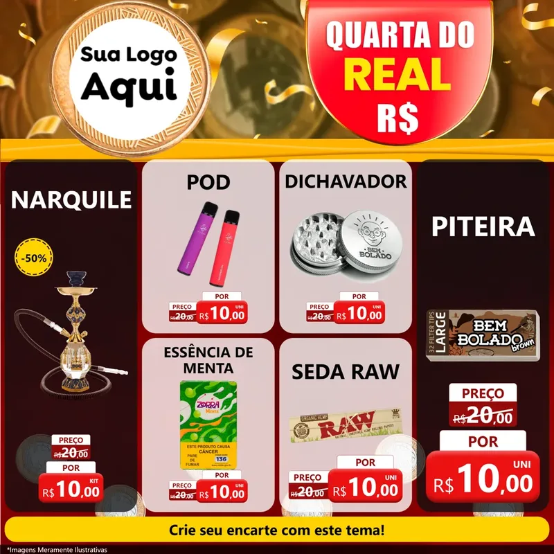 Modelo de Rede Social para Feed Facebook com o tema Quarta do Real para Tabacaria