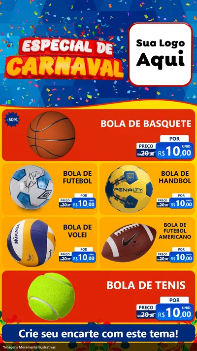 Modelo de TV para TV Vertical com o tema Especial de Carnaval para Artigos Esportivos