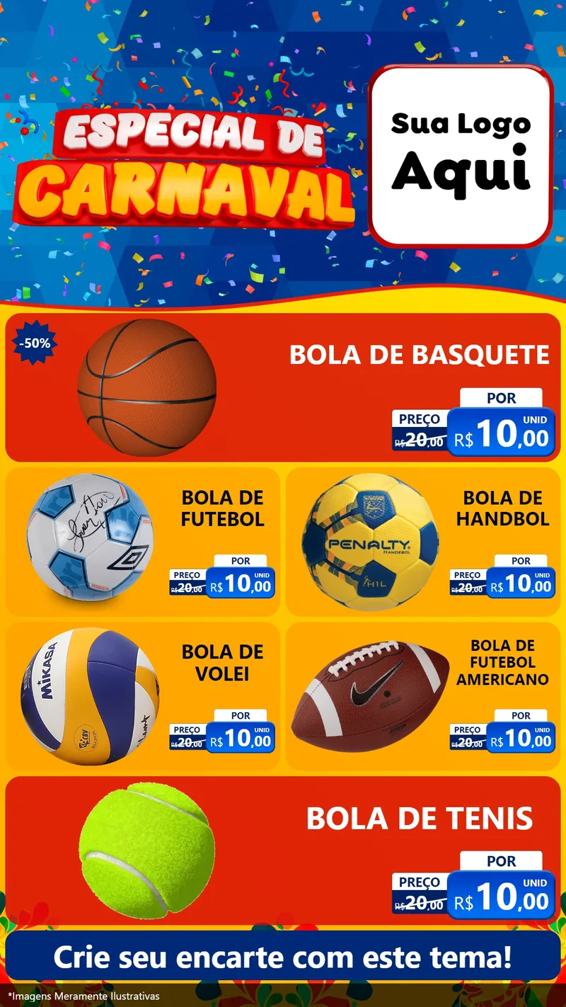 Modelo de TV para TV Vertical com o tema Especial de Carnaval para Artigos Esportivos