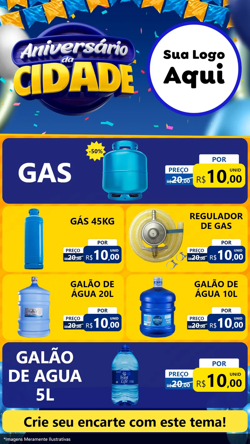 Modelo de TV para TV Vertical com o tema Aniversário da Cidade para Água e gás