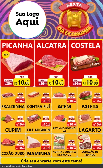Modelo de Encarte para Encarte Grande com o tema Sexta da Economia para Açougue