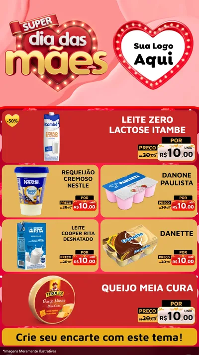 Modelo de TV para TV Vertical com o tema Super Dia Das Mães para Frios e Laticínios