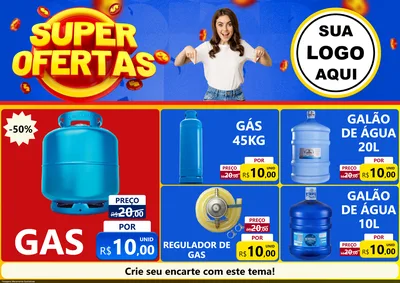 Modelo de Encarte para Encarte A4 Horizontal com o tema Super Ofertas para Água e gás