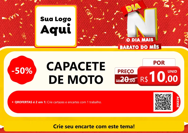 Modelo de Cartaz para Cartaz A4 Horizontal com o tema Dia N o Dia Mais Barato do Mês para Moto peças
