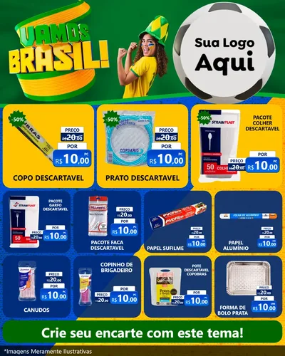 Modelo de Rede Social para Feed Instagram com o tema Vamos Brasil - Copa para Embalagens