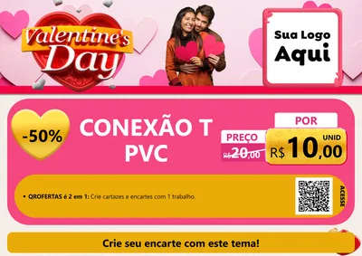 Modelo de Cartaz para Cartaz A4 Horizontal com o tema Valentine's Day para Tubos e conexões