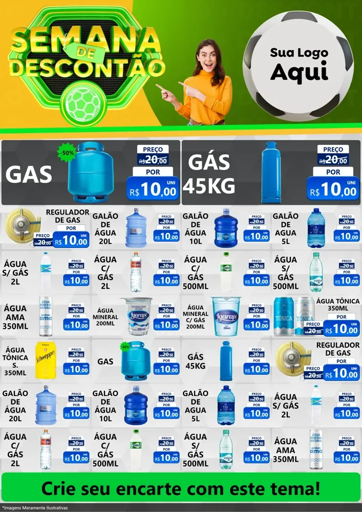 Modelo de Encarte para Encarte A4 Vertical com o tema Semana de Descontão - Copa para Água e gás