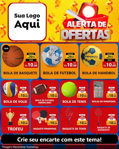 Modelo de Rede Social para Feed Instagram com o tema Alerta de Ofertas para Artigos Esportivos