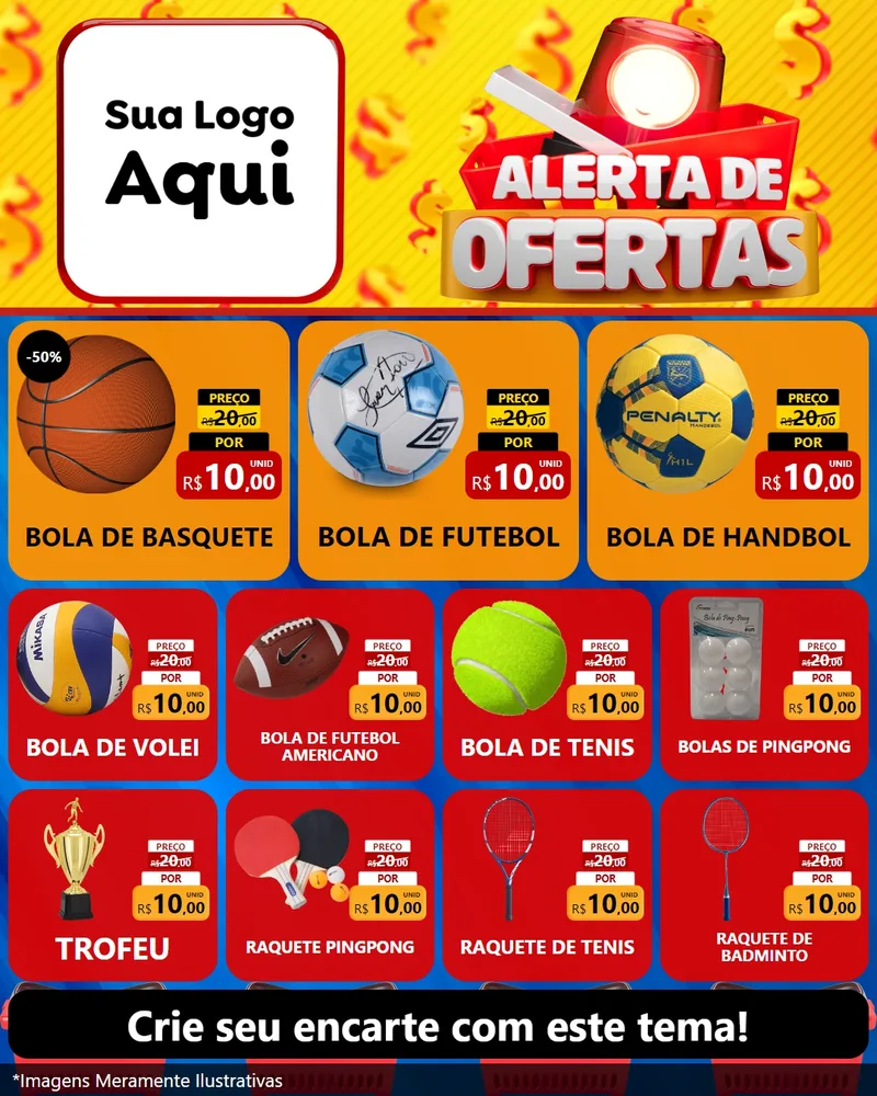 Modelo de Rede Social para Feed Instagram com o tema Alerta de Ofertas para Artigos Esportivos