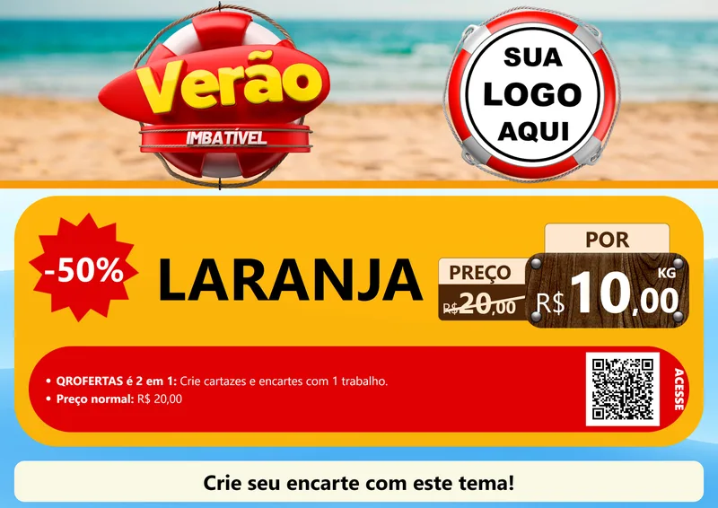 Modelo de Cartaz para Cartaz A4 Horizontal com o tema Verão Imbatível para Hortifrúti
