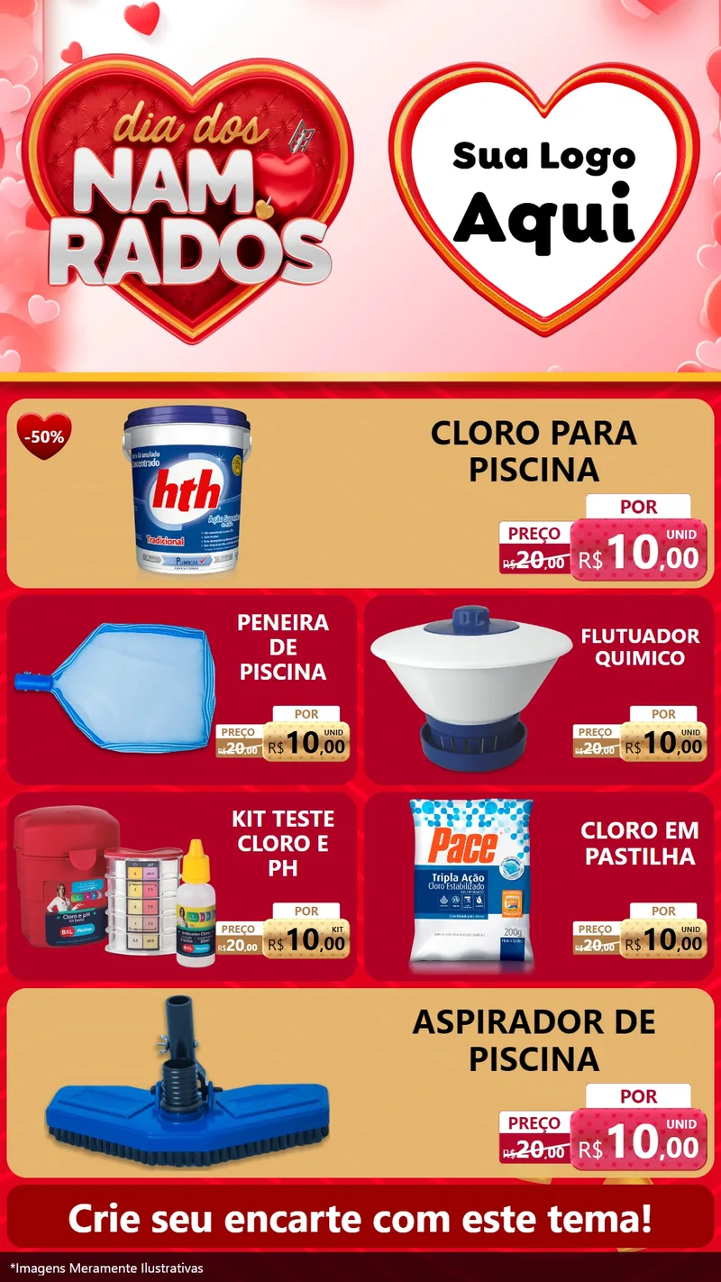 Modelo de TV para TV Vertical com o tema Dia dos Namorados para Produtos para Piscina