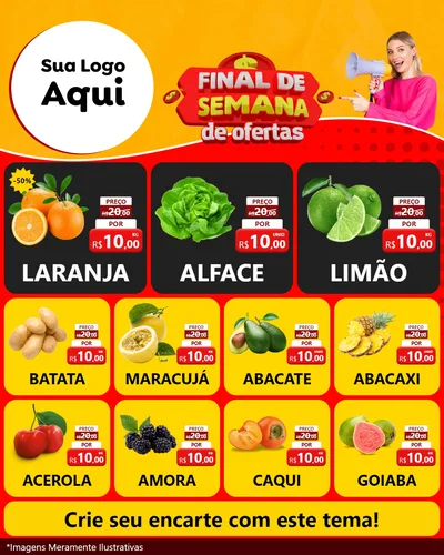 Modelo de Rede Social para Feed Instagram com o tema Final de Semana de Ofertas para Hortifrúti