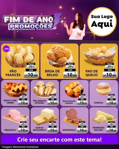 Modelo de Rede Social para Feed Instagram com o tema Fim de Ano Promoções para Padaria