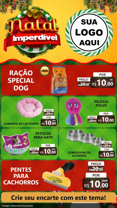 Modelo de TV para TV Vertical com o tema Natal Imperdível para Pet Shop