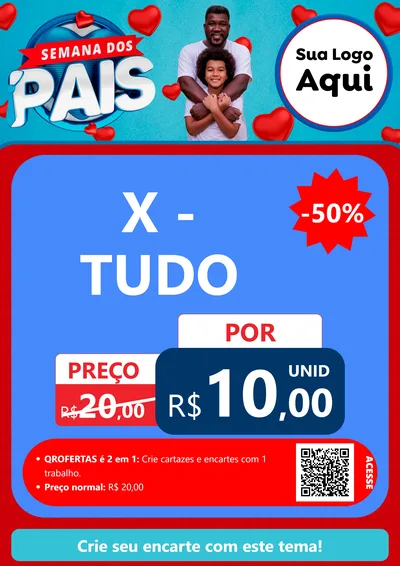 Modelo de Cartaz para Cartaz A4 Vertical com o tema Semana Dos Pais para Hamburgueria