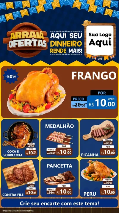 Modelo de Rede Social para Stories com o tema Arraiá de Ofertas - Junina para Assados