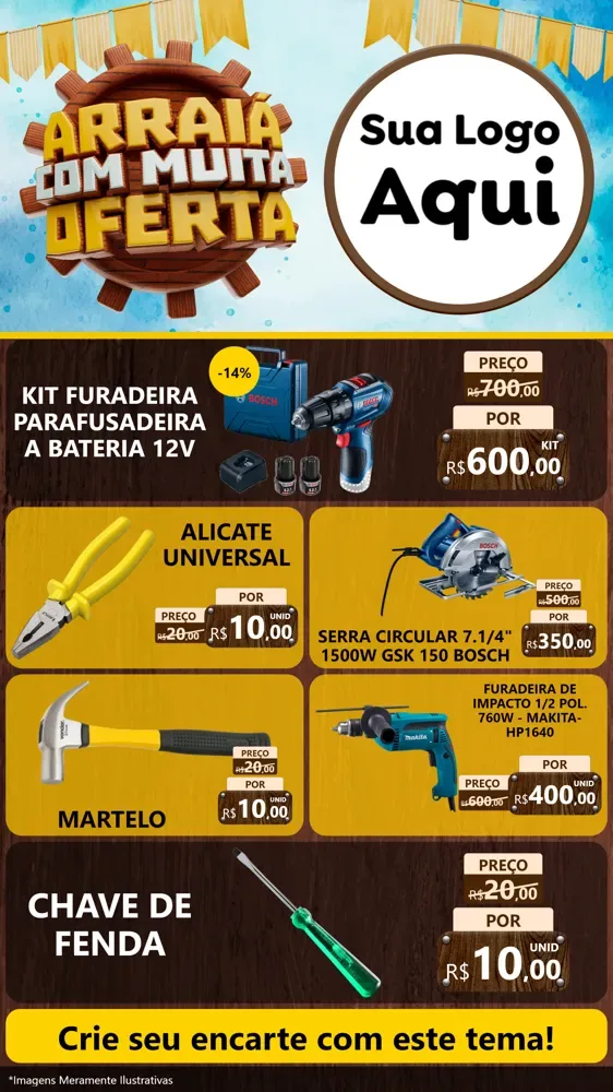 Modelo de TV para TV Vertical com o tema Ofertas de São João - Junina para Maquinas e Ferramentas