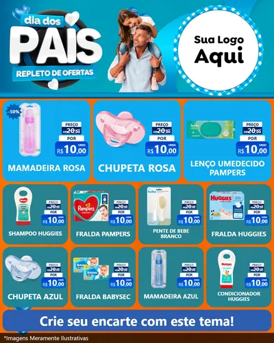 Modelo de Rede Social para Feed Instagram com o tema Dia Dos Pais Repleto de Ofertas para Bebês