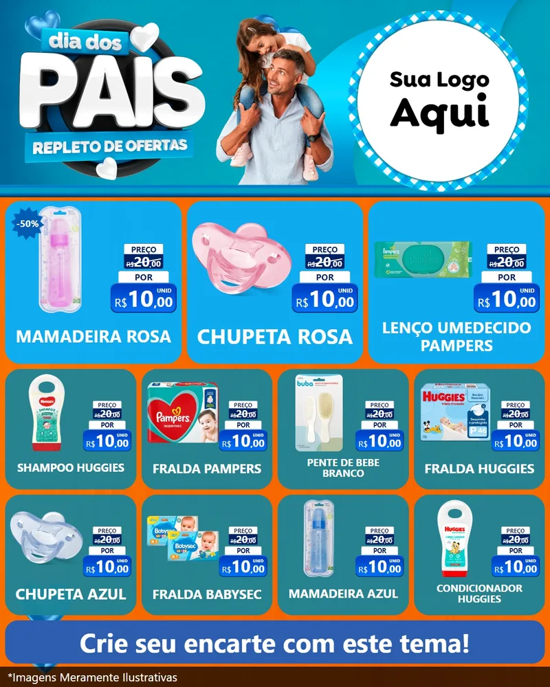 Modelo de Rede Social para Feed Instagram com o tema Dia Dos Pais Repleto de Ofertas para Bebês