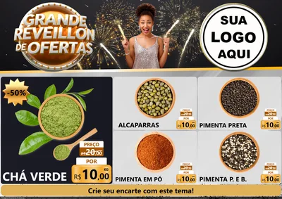 Modelo de Encarte para Encarte A4 Horizontal com o tema Grande Réveillon de Ofertas para Produtos Naturais
