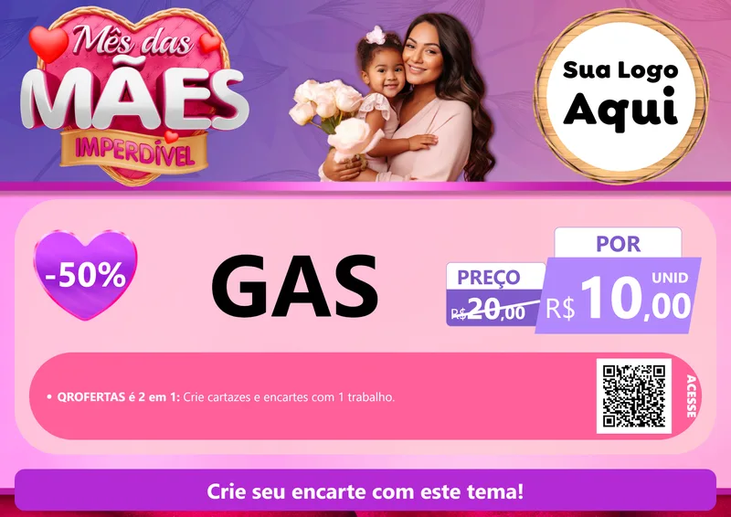 Modelo de Cartaz para Cartaz A4 Horizontal com o tema Mês das Mães Imperdível para Água e gás