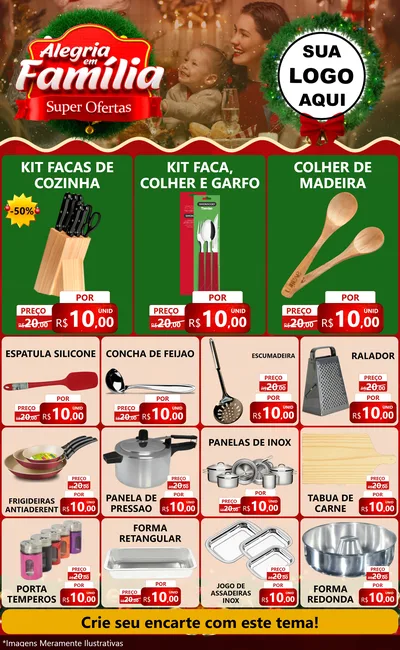 Modelo de Encarte para Encarte Grande com o tema Alegria Em Família - Super Ofertas para Utilidades Domésticas