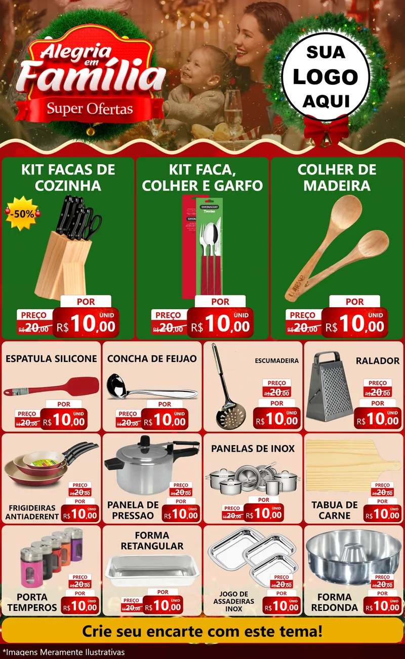 Modelo de Encarte para Encarte Grande com o tema Alegria Em Família - Super Ofertas para Utilidades Domésticas