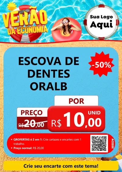 Modelo de Cartaz para Cartaz A4 Vertical com o tema Verão da Economia para Higiene Pessoal