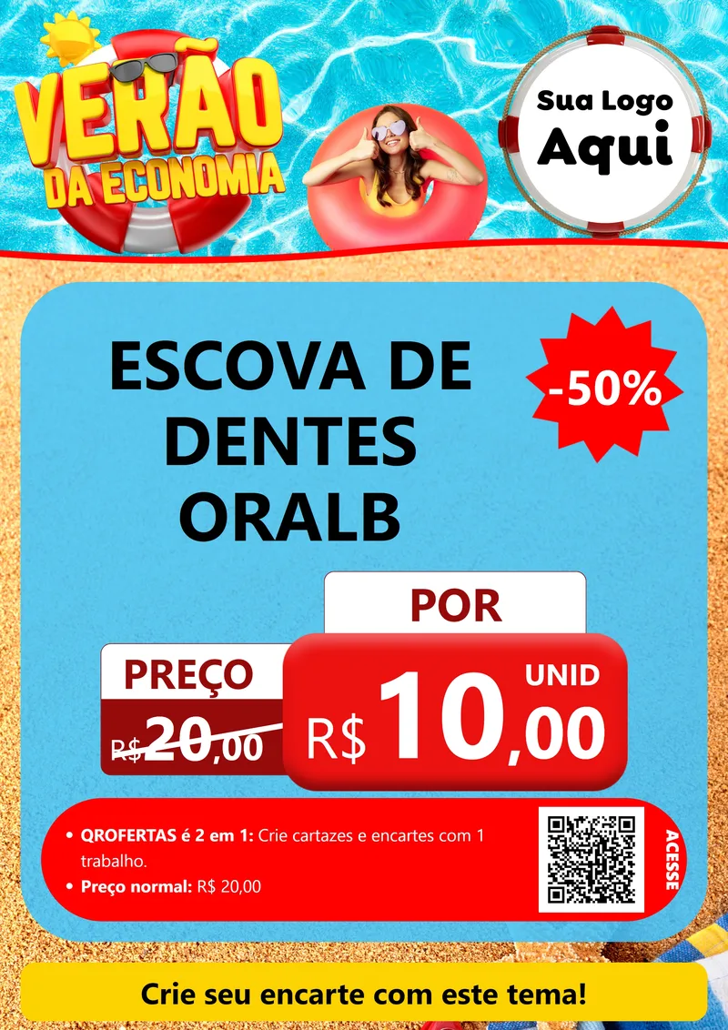 Modelo de Cartaz para Cartaz A4 Vertical com o tema Verão da Economia para Higiene Pessoal