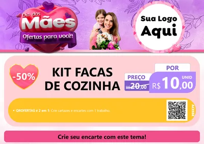 Modelo de Cartaz para Cartaz A4 Horizontal com o tema Dia das Mães Ofertas para Você! para Utilidades Domésticas