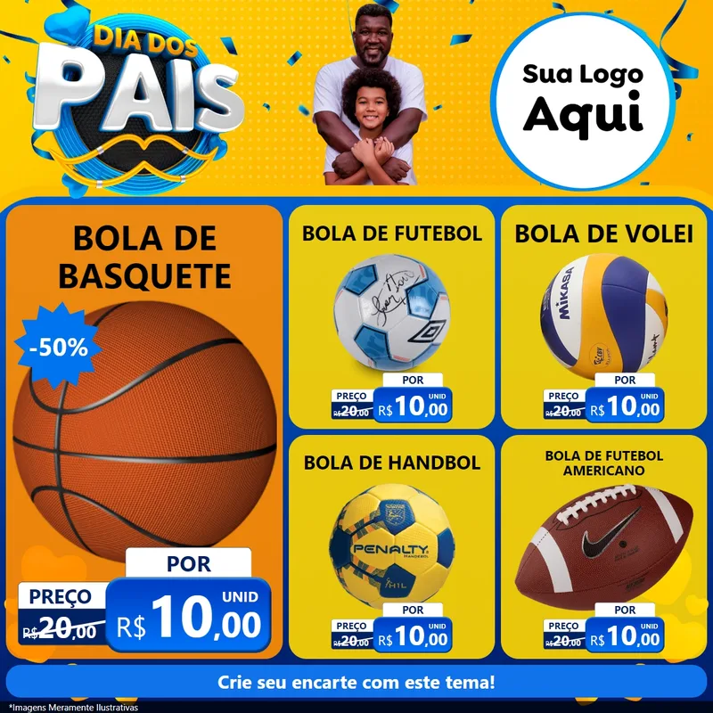Modelo de Rede Social para Feed Facebook com o tema Dia dos Pais para Artigos Esportivos