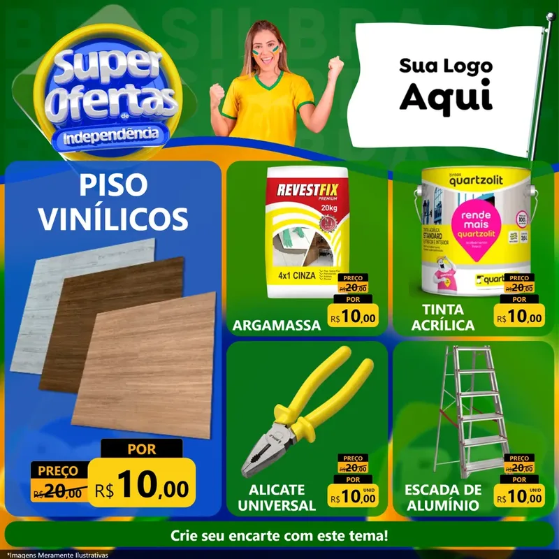 Modelo de Rede Social para Feed Facebook com o tema Super Ofertas de Independência para Material para Construção