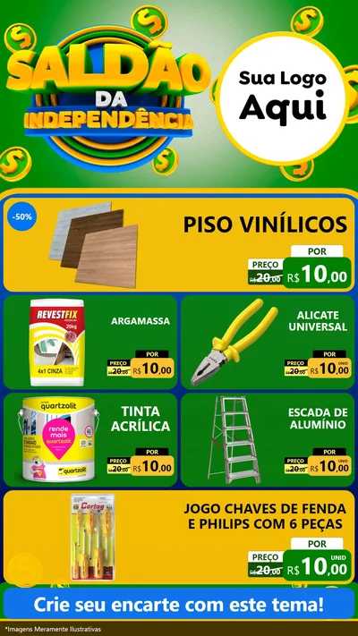 Modelo de TV para TV Vertical com o tema Saldão da Indepêndencia para Material para Construção