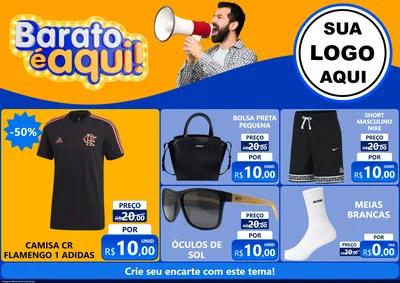Modelo de Encarte para Encarte A4 Horizontal com o tema Barato é aqui para Roupas e acessórios