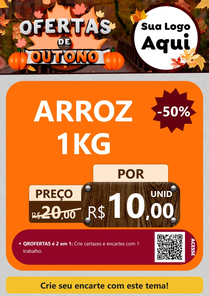 Modelo de Cartaz para Cartaz A4 Vertical com o tema Ofertas de Outono para Supermercado