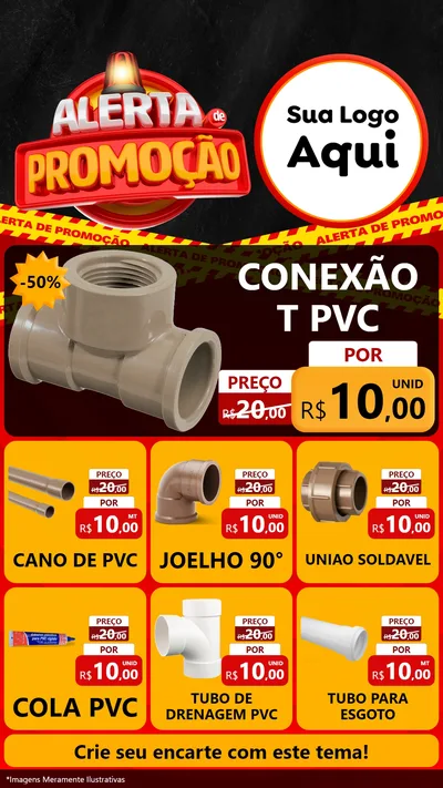 Modelo de Rede Social para Stories com o tema Alerta de Promoção para Tubos e conexões
