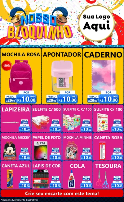 Modelo de Encarte para Encarte Grande com o tema Nosso Bloquinho para Papelaria
