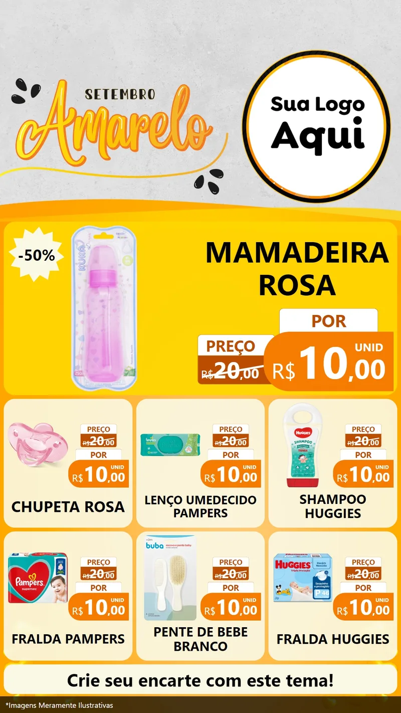Modelo de Rede Social para Stories com o tema Setembro Amarelo para Bebês