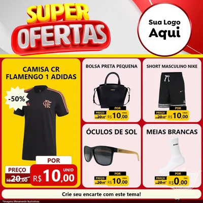 Modelo de Rede Social para Feed Facebook com o tema Super Ofertas para Roupas e acessórios