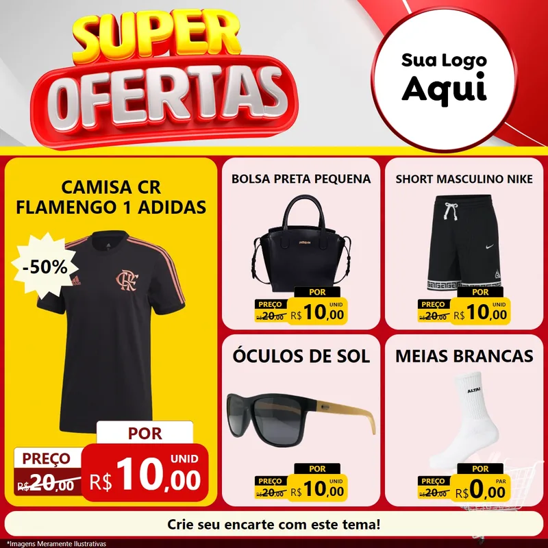 Modelo de Rede Social para Feed Facebook com o tema Super Ofertas para Roupas e acessórios