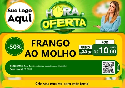 Modelo de Cartaz para Cartaz A4 Horizontal com o tema Hora da Oferta para Restaurante