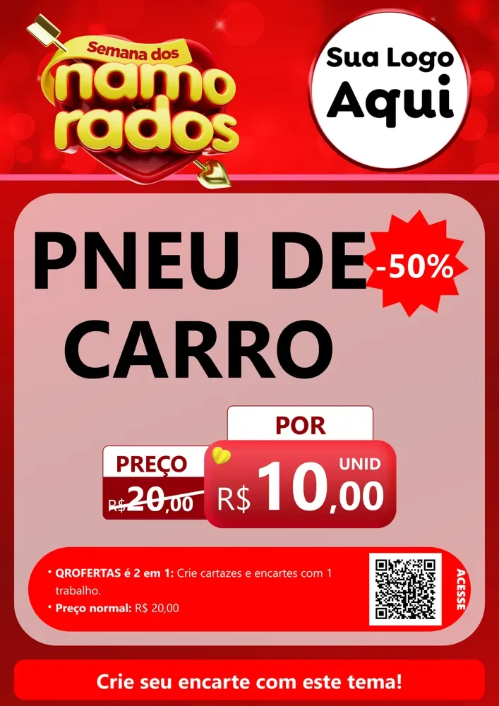 Modelo de Cartaz para Cartaz A4 Vertical com o tema Semana dos namorados para Auto peças