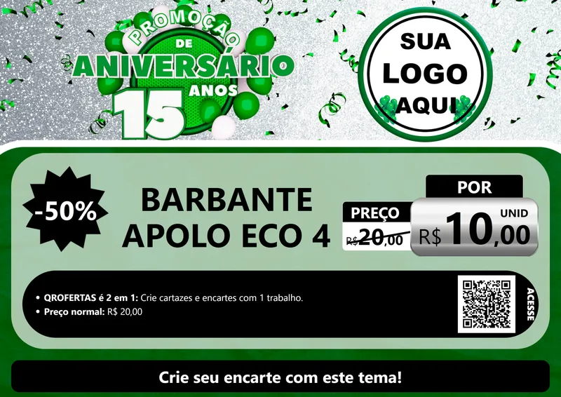 Modelo de Cartaz para Cartaz A4 Horizontal com o tema Promoção de Aniversário - 15 Anos para Armarinho e Aviamentos
