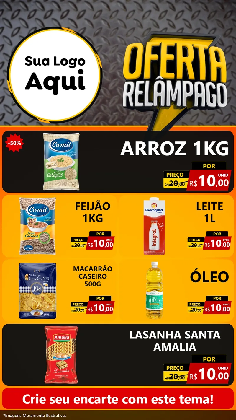 Modelo de TV para TV Vertical com o tema Oferta Relâmpago para Supermercado