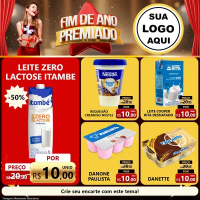 Modelo de Rede Social para Feed Facebook com o tema Fim de Ano Premiado para Frios e Laticínios