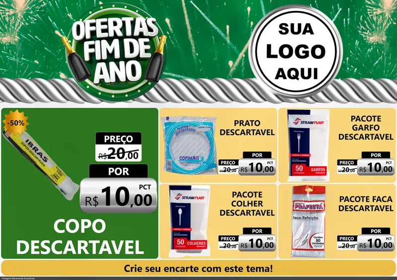 Modelo de Encarte para Encarte A4 Horizontal com o tema Ofertas Fim de Ano para Embalagens