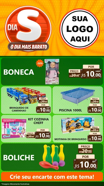 Modelo de TV para TV Vertical com o tema Dia S - O Dia Mais Barato para Brinquedos