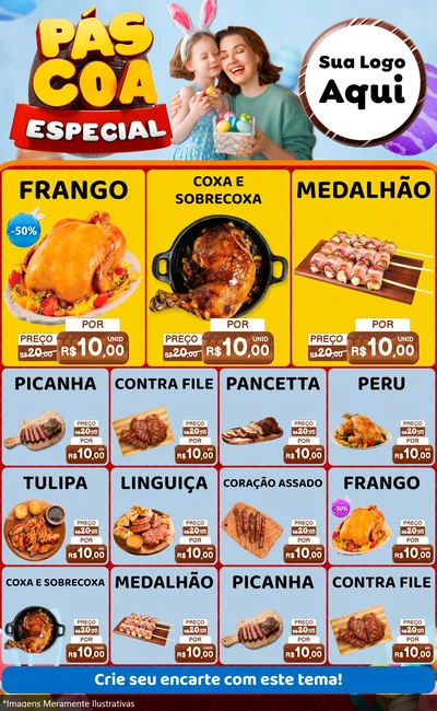 Modelo de Encarte para Encarte Grande com o tema Páscoa Especial para Assados